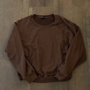 Reliquary House Line - Women's Crewneck Cropped Boxy Sweatshirt in Brown